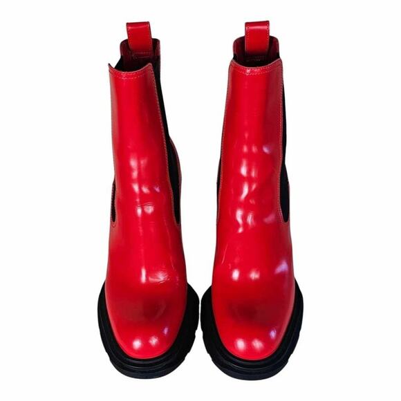Alexander McQueen Red Leather Tread Heel Chelsea Boots Size 36.5 - Picture 3 of 16